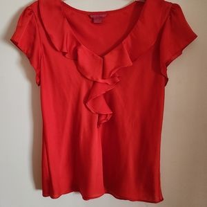 NWOT. Sunny Leigh Ruffle Pattern Top.